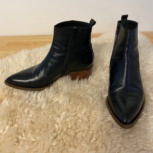 Italian made black leather ankle booties
